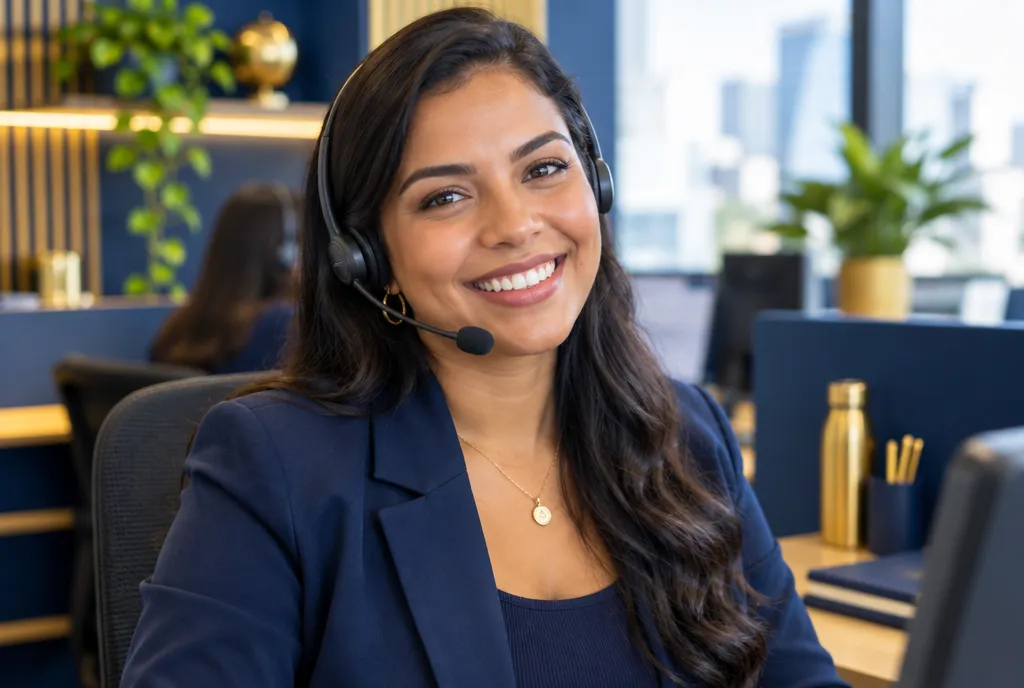 Atendente da Contábil Leão com headset