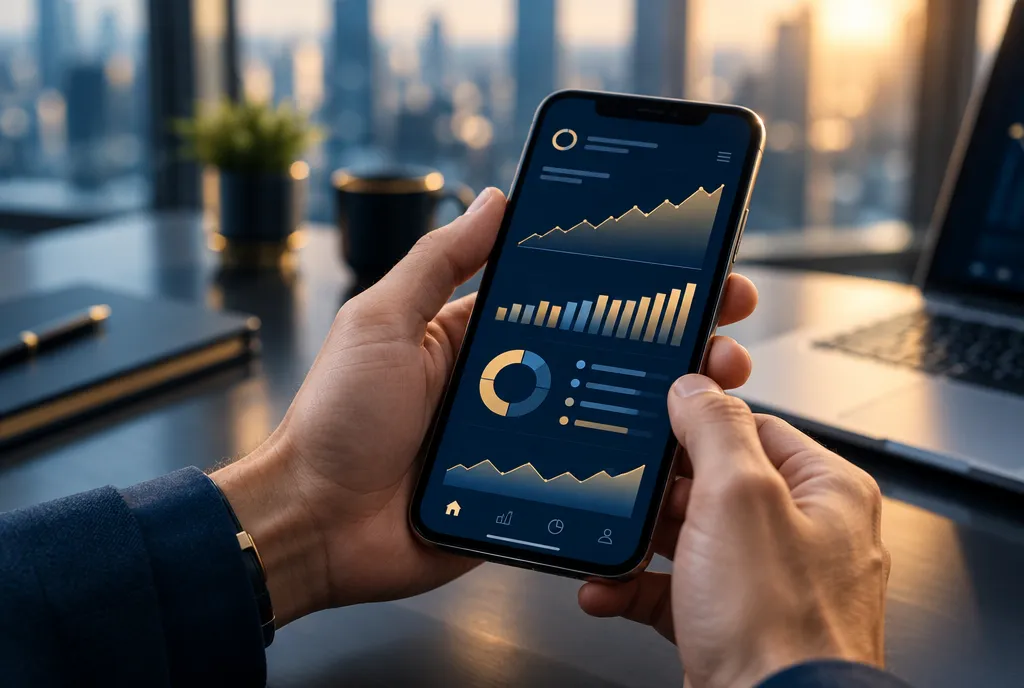 Aplicativo da Contábil Leão com painel financeiro no celular